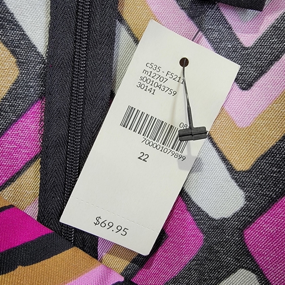 NWT Lane Bryant A Line Geometric Print Skirt Pockets Pink Black Retro Size 22 - Picture 8 of 11